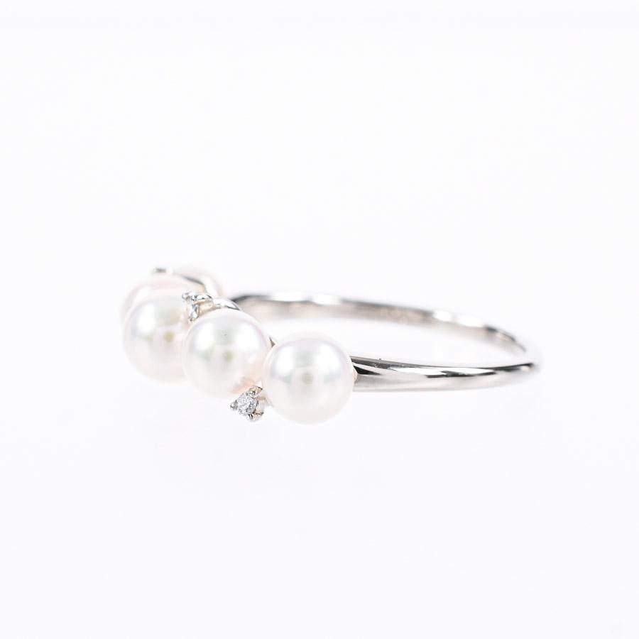 パール リング  ホワイトパール4.6/4.9mm ダイヤ0.03ct 12号 2.8g レディース 中古A品の画像