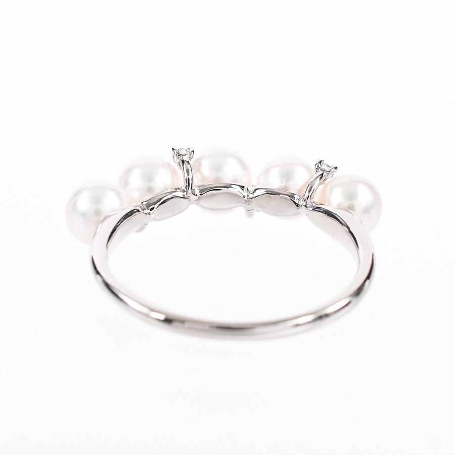 パール リング  ホワイトパール4.6/4.9mm ダイヤ0.03ct 12号 2.8g レディース 中古A品の画像
