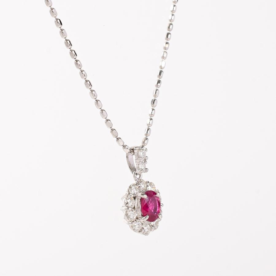 ルビー ネックレス  ルビー0.698ct ダイヤ0.53ct 6.0g レディース 中古A品の画像