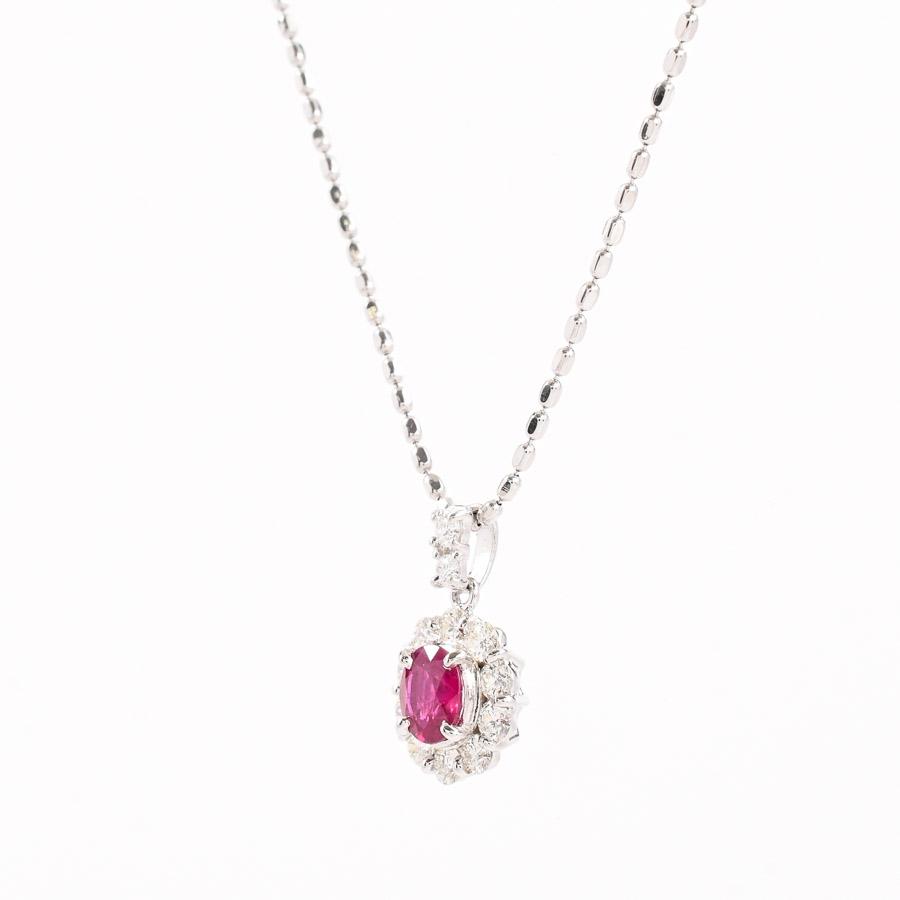 ルビー ネックレス  ルビー0.698ct ダイヤ0.53ct 6.0g レディース 中古A品の画像
