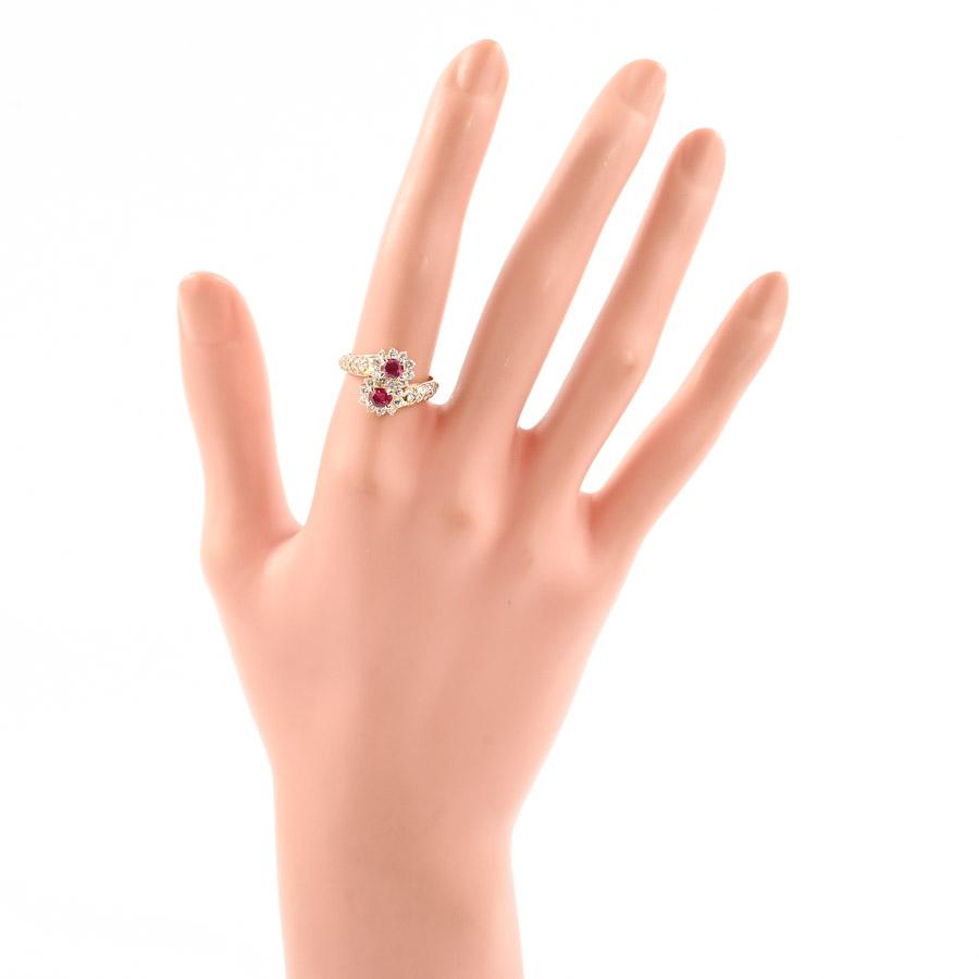 ルビー リング  ルビー0.6ct ダイヤ0.74ct 11号 4.4g レディース 中古A品の画像
