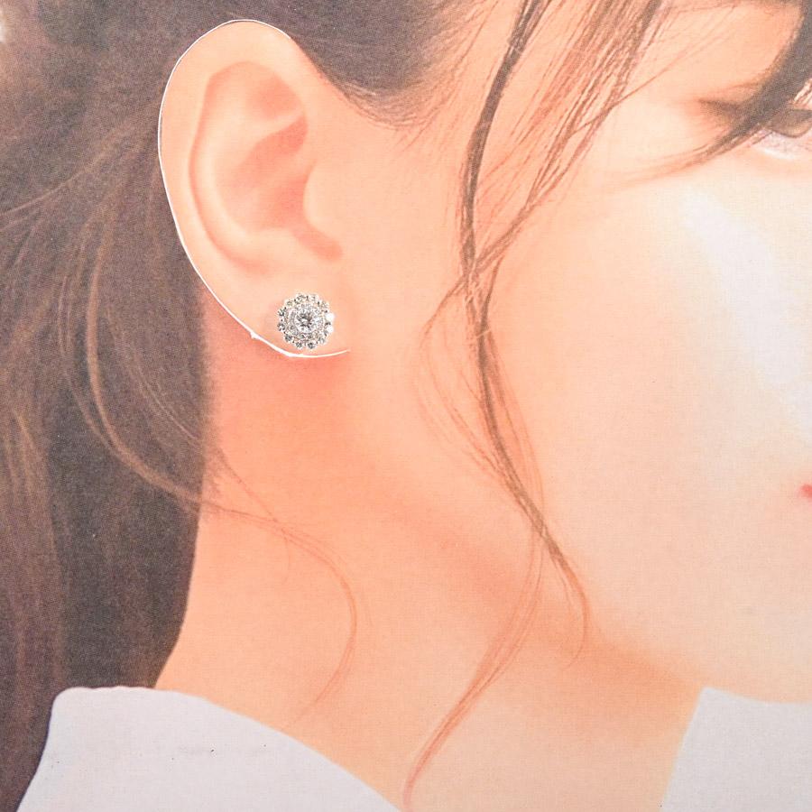 ダイヤ ピアス  ダイヤ0.363/0.3/0.45/0.45ct チャーム:約直径15.5mm 3.1g レディース 中古A品の画像