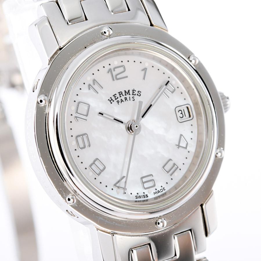 エルメス クリッパー ナクレ 腕時計 CL4.210  ホワイトシェル レディース 中古A品の画像