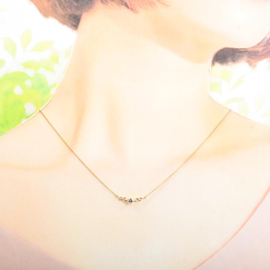 ダイヤ ネックレス  ダイヤ0.227/0.11ct 2.2g レディース 中古A品の画像