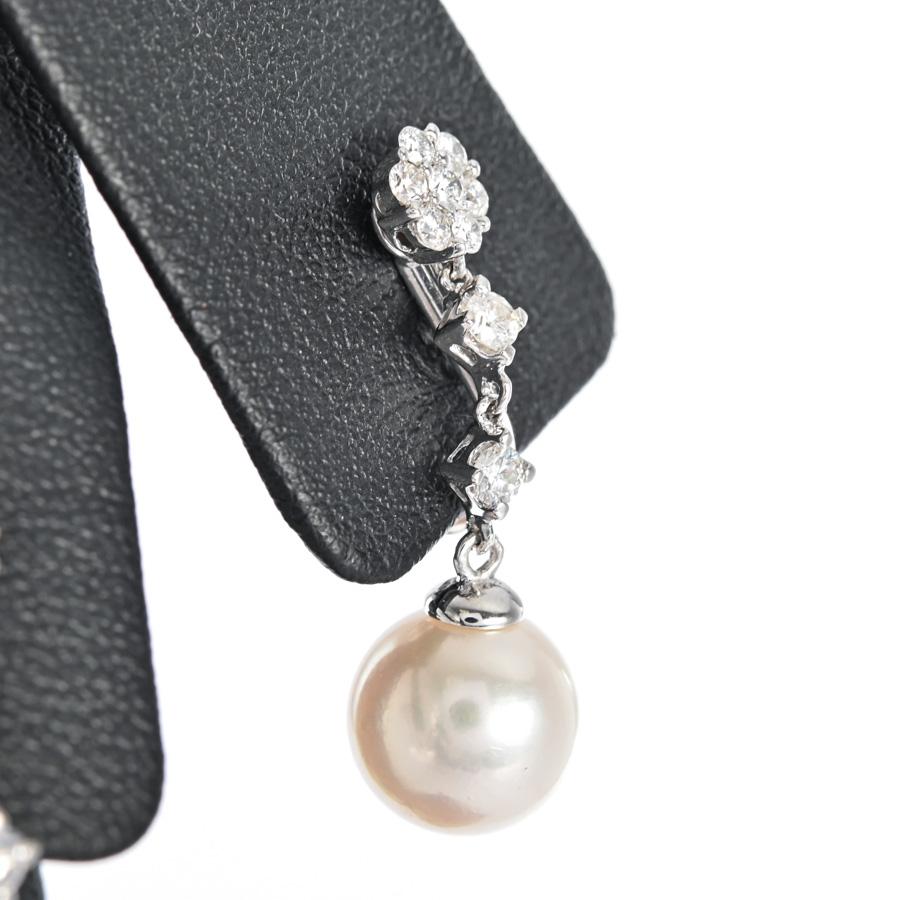 パール イヤリング  ホワイトパール8.8/8.8mm ダイヤ計0.47ct 4.4g レディース 中古A品の画像