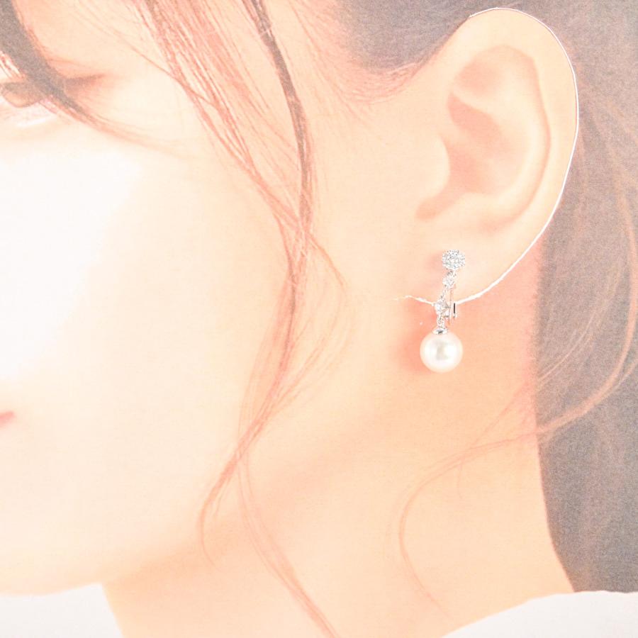 パール イヤリング  ホワイトパール8.8/8.8mm ダイヤ計0.47ct 4.4g レディース 中古A品の画像