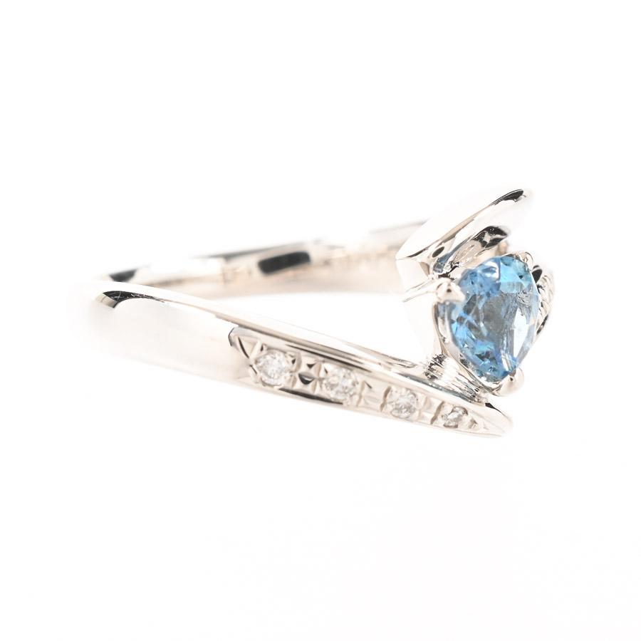 アクワマリン リング  アクワマリン0.4ct ダイヤ0.06ct 11号 6.6g レディース 中古A品の画像