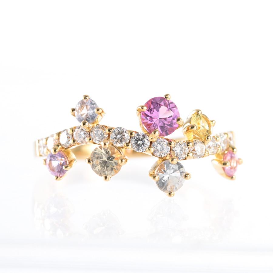ダイヤ リング  ダイヤ0.32ct サファイア0.92ct 12号 3.7g レディース 中古A品の画像