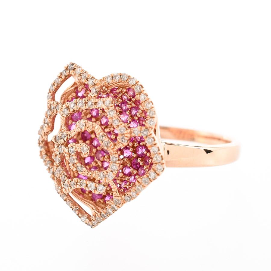 ピンクサファイア リング  ピンクサファイア0.25ct ダイヤ0.7ct 9号 4.5g レディース 中古A品の画像