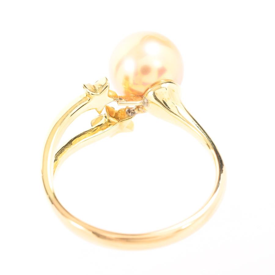 パール リング  クリームパール9.7mm ダイヤ0.12ct 18号 5.5g レディース 中古A品の画像