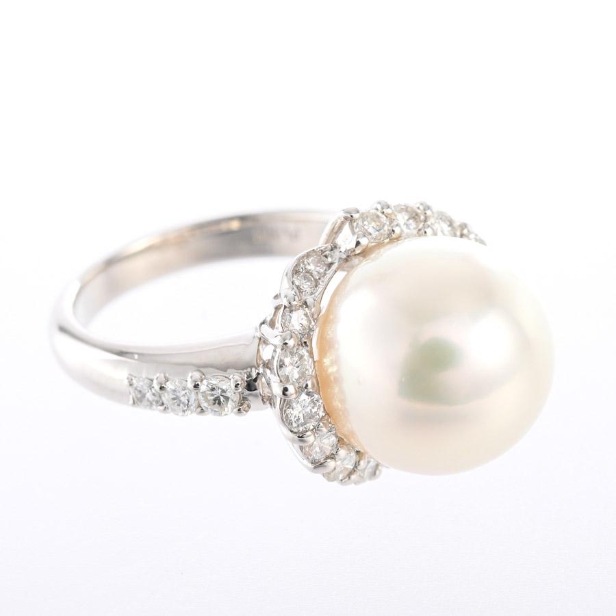 パール リング  パール11.6mm ダイヤ0.65ct 8号 8.7g レディース 中古A品の画像