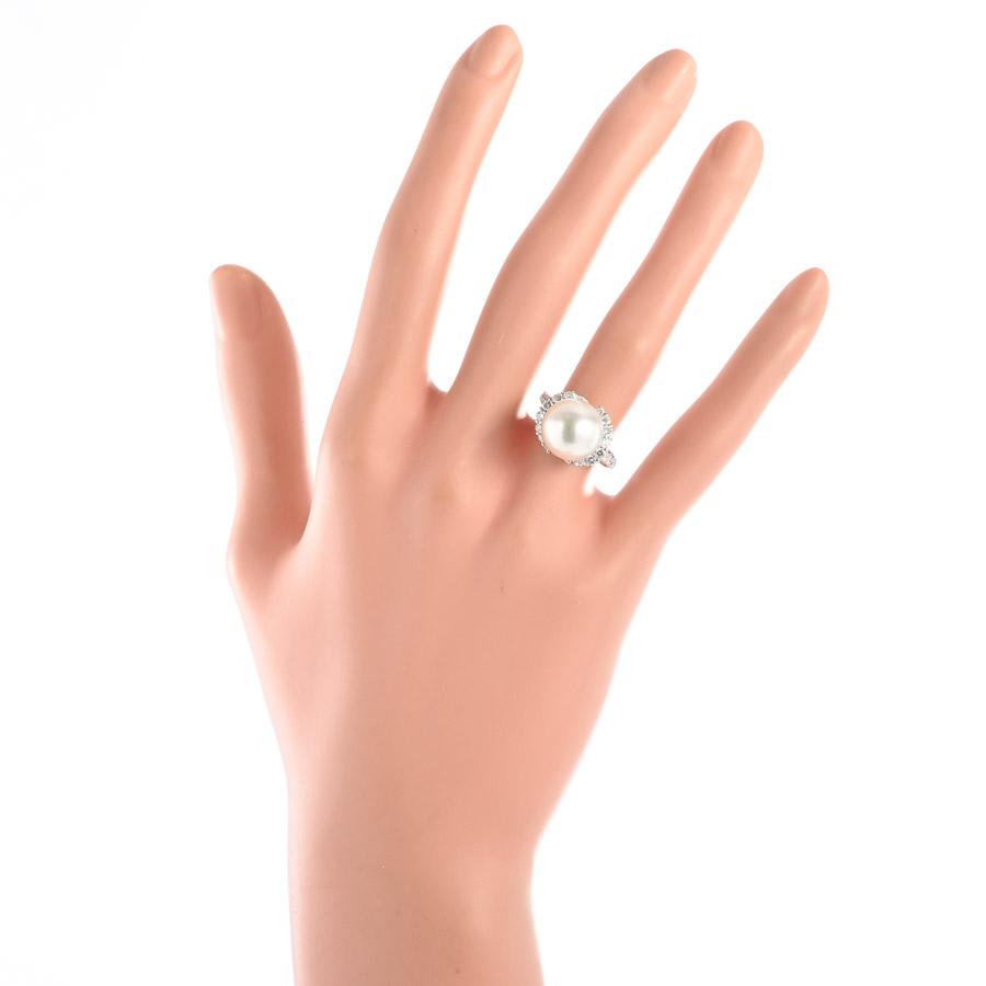 パール リング  パール11.6mm ダイヤ0.65ct 8号 8.7g レディース 中古A品の画像
