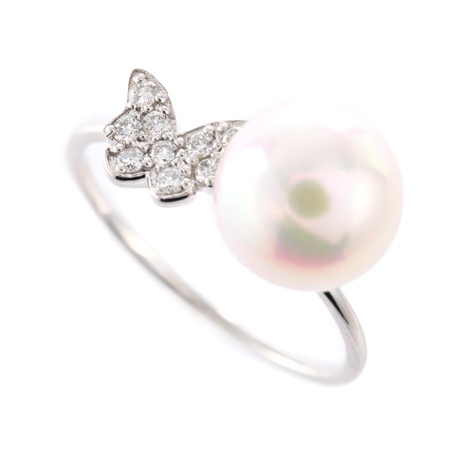 パール リング  ホワイトパール8.3mm ダイヤ0.09ct 10.5号 2.5g レディース 中古A品
