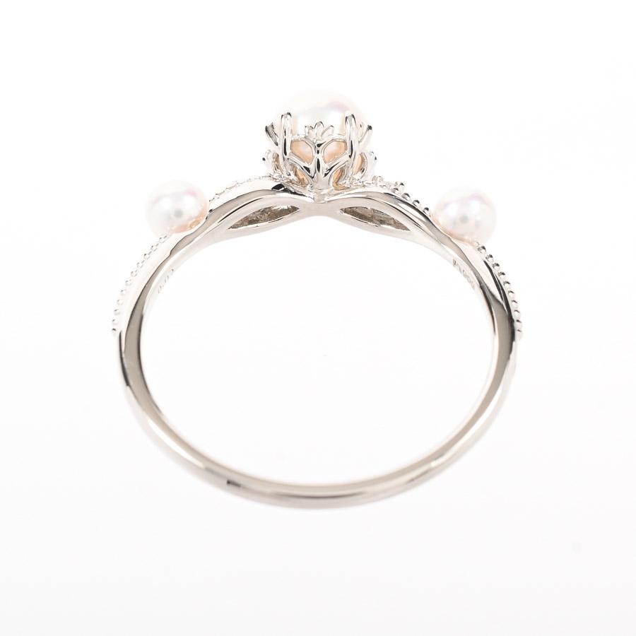 パール リング  ホワイトパール3.1/5.2mm ダイヤ0.02ct 11号 2.3g レディース 中古A品の画像