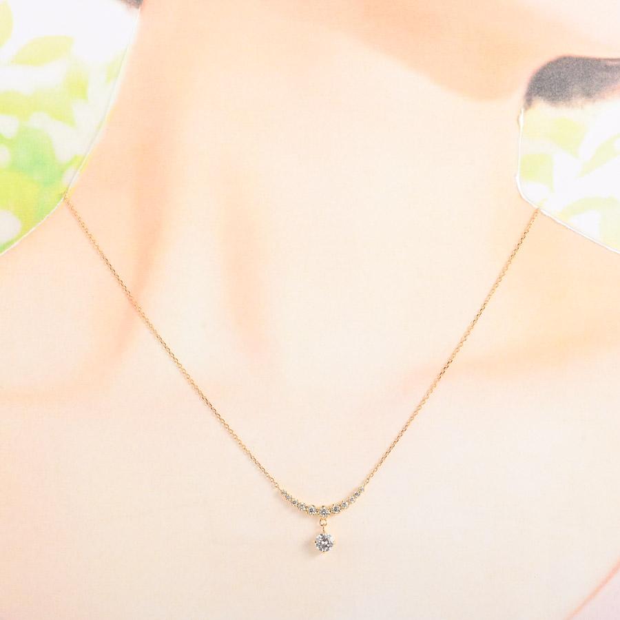 ダイヤ ネックレス  ダイヤ0.365/0.23ct 2.8g レディース 中古A品の画像