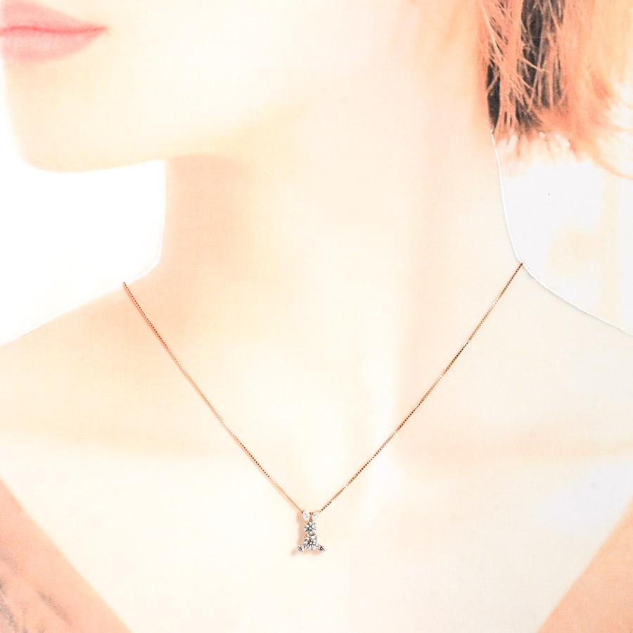 ダイヤ ネックレス  ダイヤ0.261/0.153/0.13ct 2.7g レディース 中古A品の画像