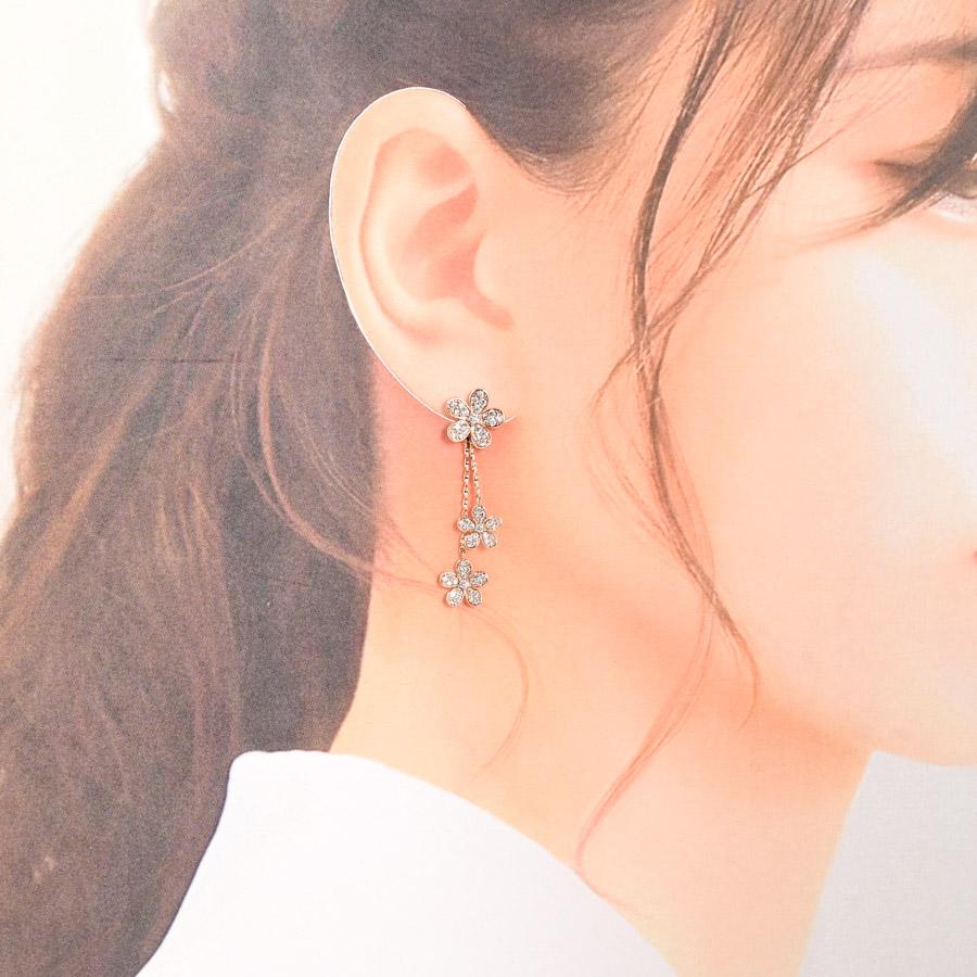 ダイヤ ピアス  ダイヤ0.5/0.5ct チャーム:約W11xH39mm 4.1g レディース 中古A品の画像