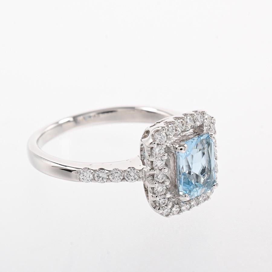 アクワマリン リング  アクワマリン0.75ct ダイヤ0.37ct 12.5号 4.6g レディース 中古A品の画像