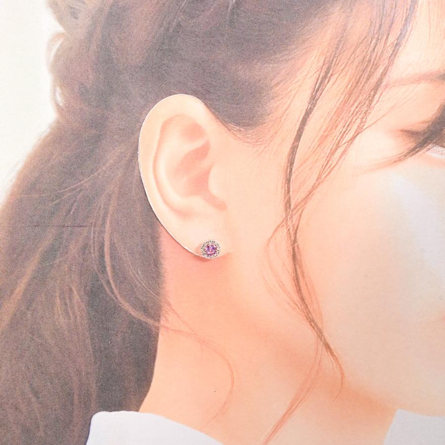 ピンクサファイア ピアス  ピンクサファイア0.4/0.4ct チャーム:約W8xH8mm 1.7g レディース 新品の画像