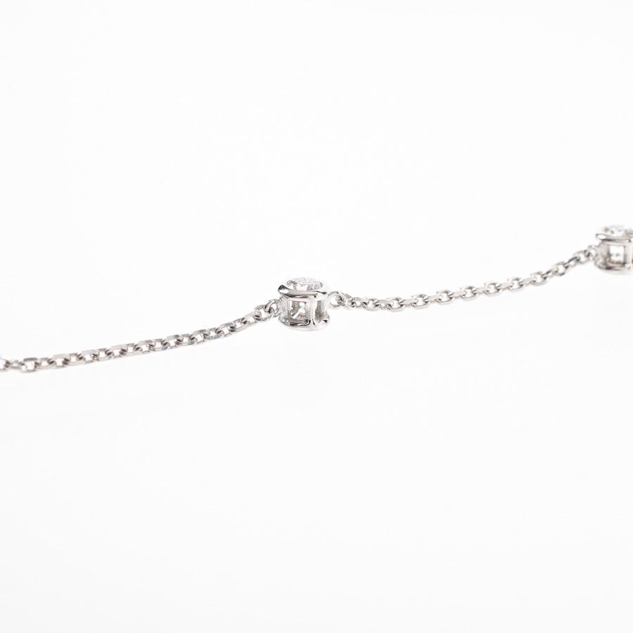 ステーション  ダイヤ0.19ct チェーン長さ(留め具含):約17〜20cm/チャーム:約W4xH4mm 2.6g レディース 中古A品の画像