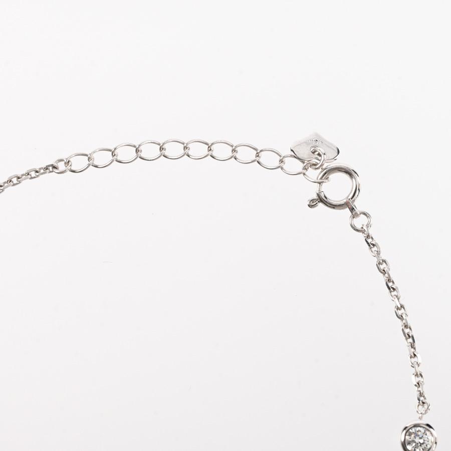 ステーション  ダイヤ0.19ct チェーン長さ(留め具含):約17〜20cm/チャーム:約W4xH4mm 2.6g レディース 中古A品の画像