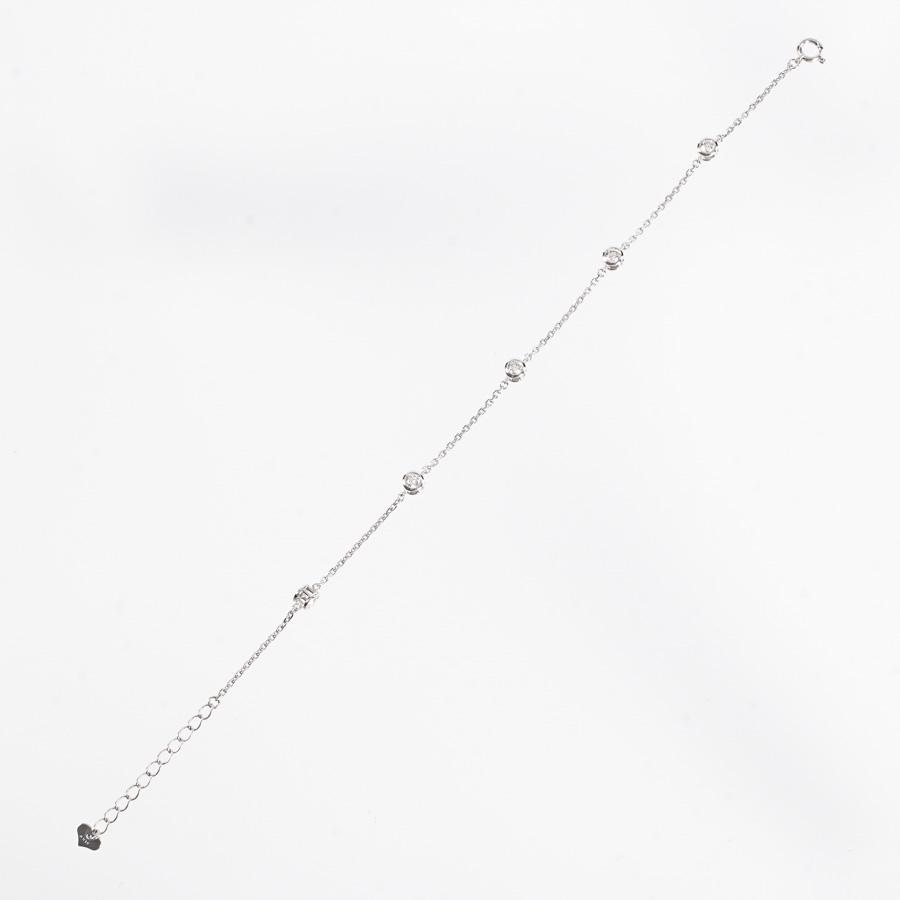 ステーション  ダイヤ0.19ct チェーン長さ(留め具含):約17〜20cm/チャーム:約W4xH4mm 2.6g レディース 中古A品の画像