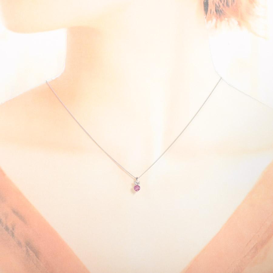 ピンクサファイア ネックレス  ピンクサファイア0.25ct ダイヤ0.01ct 2.3g レディース 中古A品の画像
