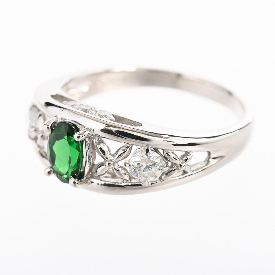 グリーンガーネット リング  グリーンガーネット0.62ct ダイヤ0.36ct 14.5号 5.9g レディース 中古A品の画像