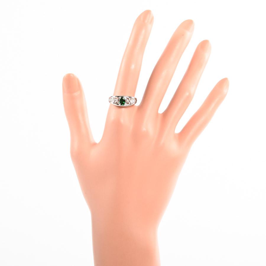 グリーンガーネット リング  グリーンガーネット0.62ct ダイヤ0.36ct 14.5号 5.9g レディース 中古A品の画像