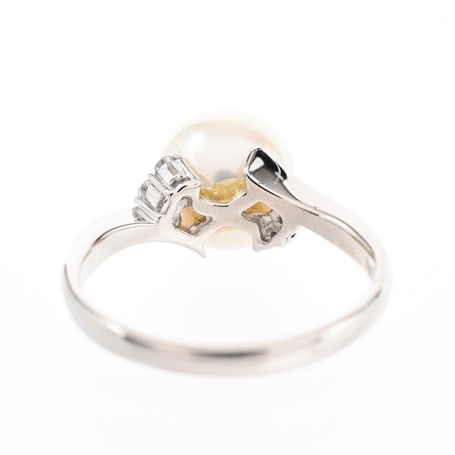 パール リング  パール9.2mm ダイヤ0.1ct 12号 4.7g レディース 中古A品の画像