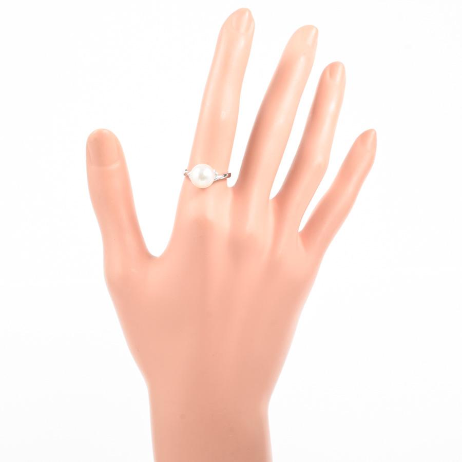 パール リング  パール9.2mm ダイヤ0.1ct 12号 4.7g レディース 中古A品の画像