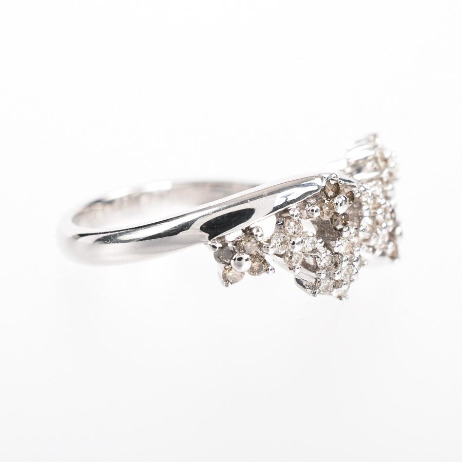 ダイヤ リング  ダイヤ0.23ct ブラウンダイヤ0.13ct 11号 3.7g レディース 中古A品の画像