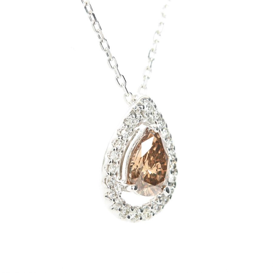 ブラウンダイヤ ネックレス  ブラウンダイヤ0.55ct ダイヤ0.11ct 3.1g レディース 中古A品の画像