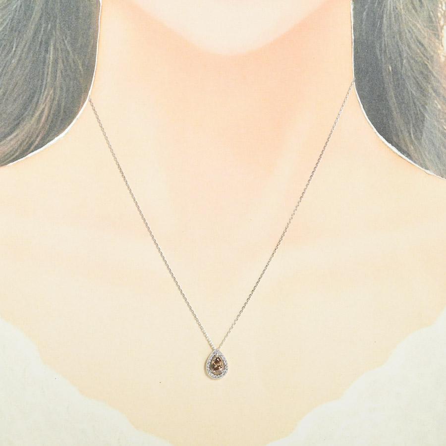 ブラウンダイヤ ネックレス  ブラウンダイヤ0.55ct ダイヤ0.11ct 3.1g レディース 中古A品の画像