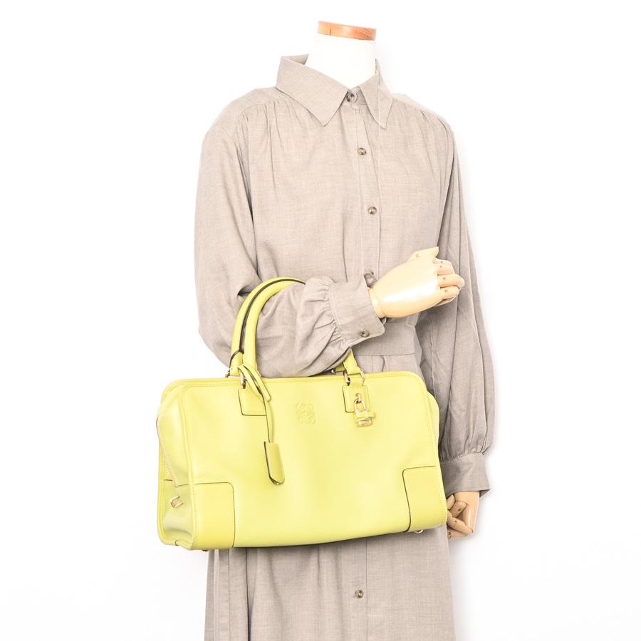 ロエベ アマソナ36 ハンドバッグ  352.07.A22 ライトグリーン レディース  中古AB品の画像