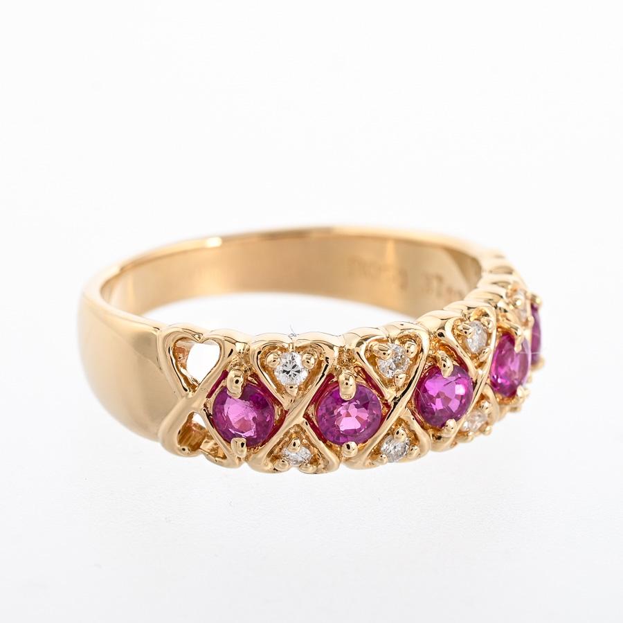 ルビー リング  ルビー0.5ct ダイヤ0.08ct 12.5号 5.1g レディース 中古A品の画像