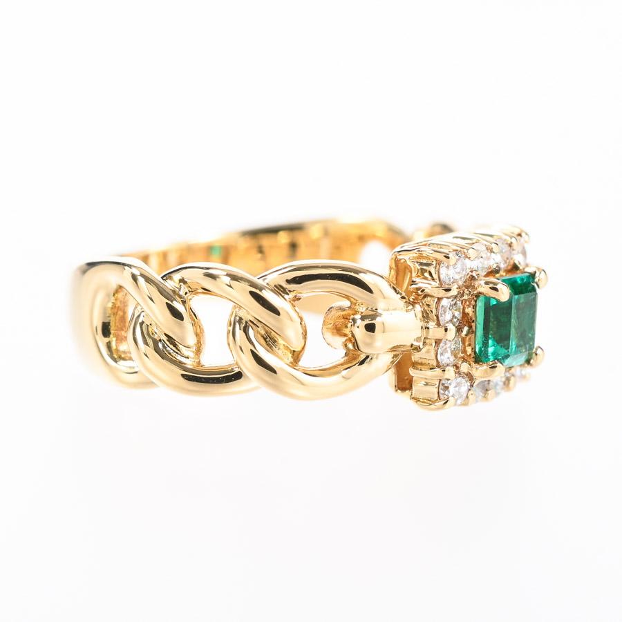 エメラルド リング  エメラルド0.21ct ダイヤ0.15ct 9号 4.6g レディース 中古A品の画像