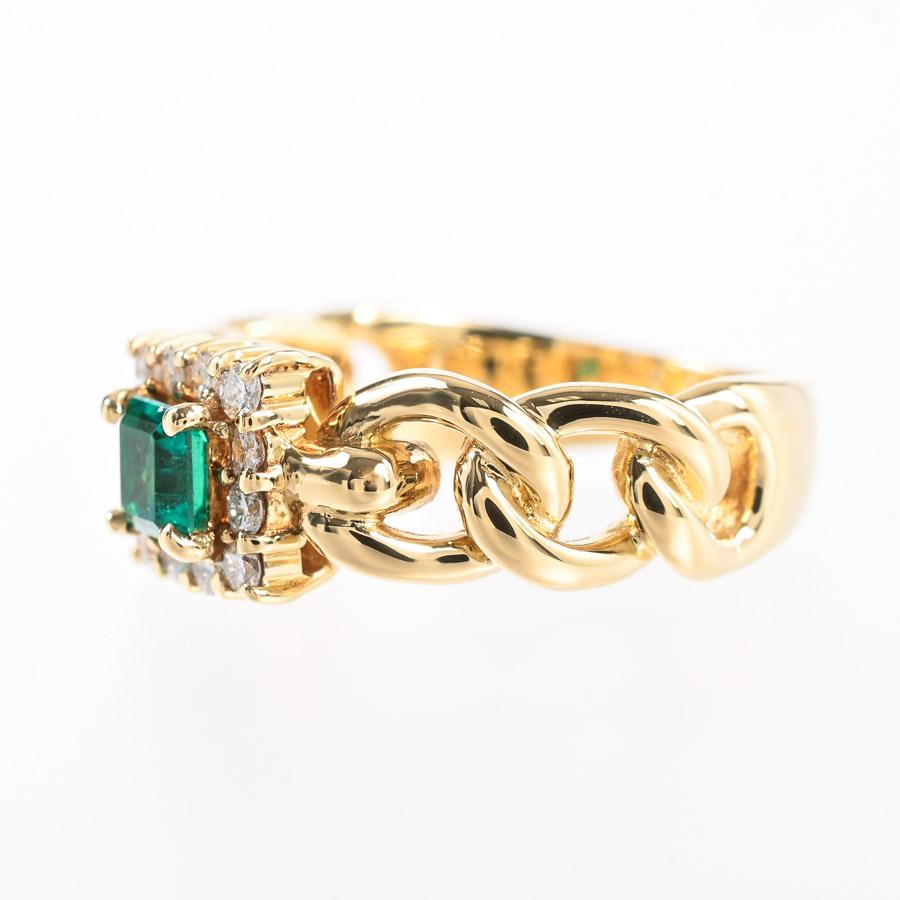 エメラルド リング  エメラルド0.21ct ダイヤ0.15ct 9号 4.6g レディース 中古A品の画像