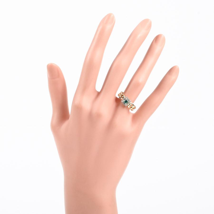 エメラルド リング  エメラルド0.21ct ダイヤ0.15ct 9号 4.6g レディース 中古A品の画像