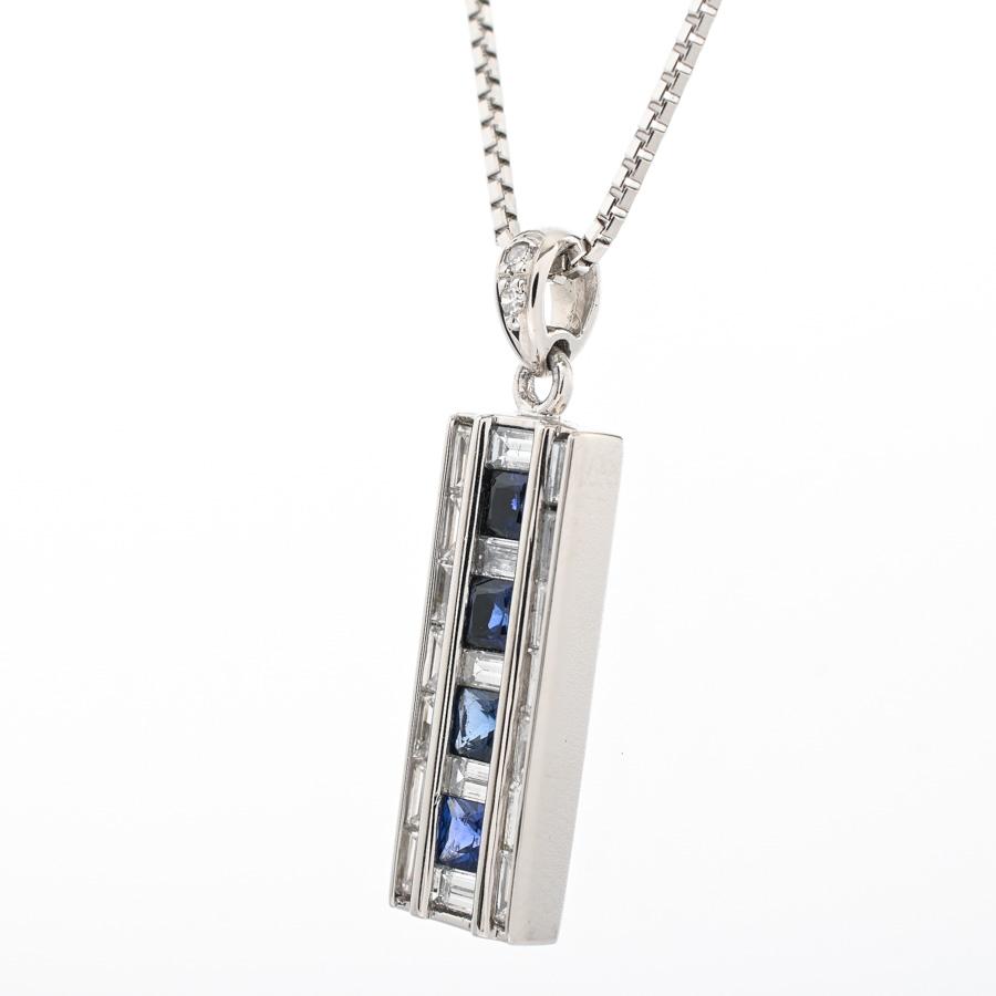 サファイア ネックレス  サファイア0.6ct ダイヤ0.5ct 8.5g レディース 中古A品の画像