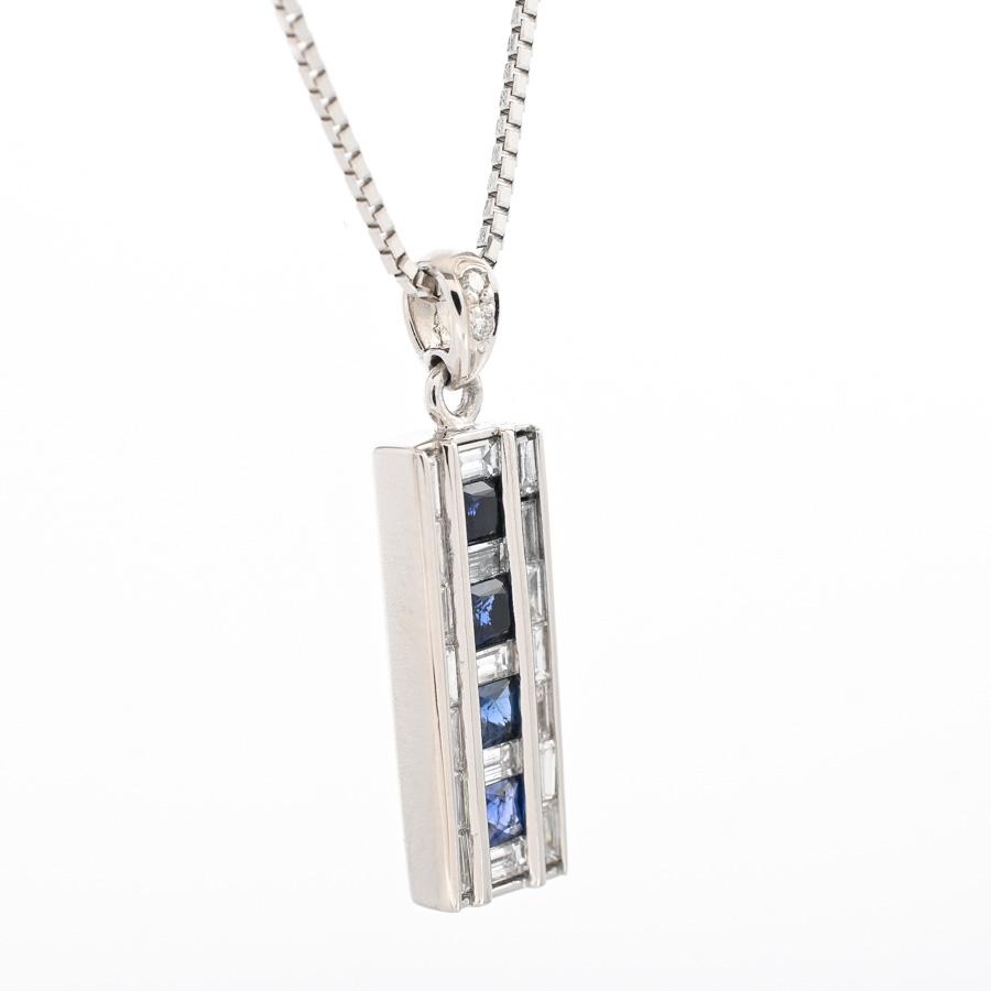 サファイア ネックレス  サファイア0.6ct ダイヤ0.5ct 8.5g レディース 中古A品の画像