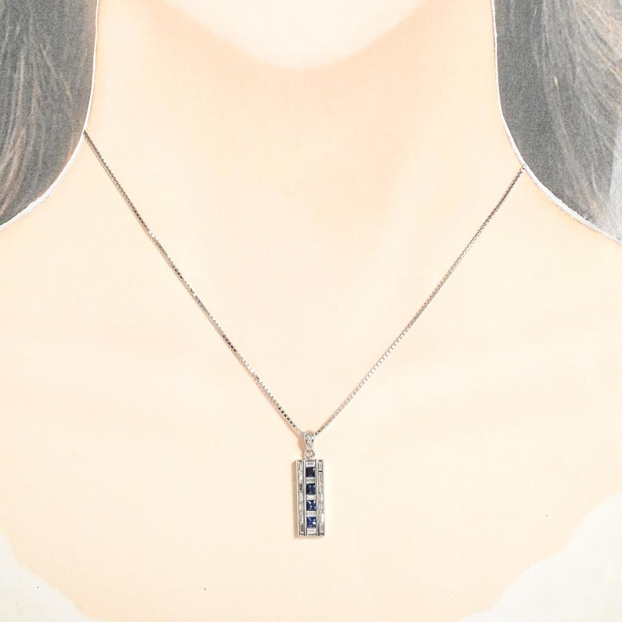 サファイア ネックレス  サファイア0.6ct ダイヤ0.5ct 8.5g レディース 中古A品の画像