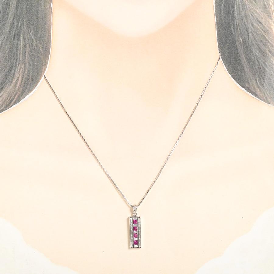 ルビー ネックレス  ルビー0.6ct/ダイヤ0.5ct 8.6g レディース 中古A品の画像