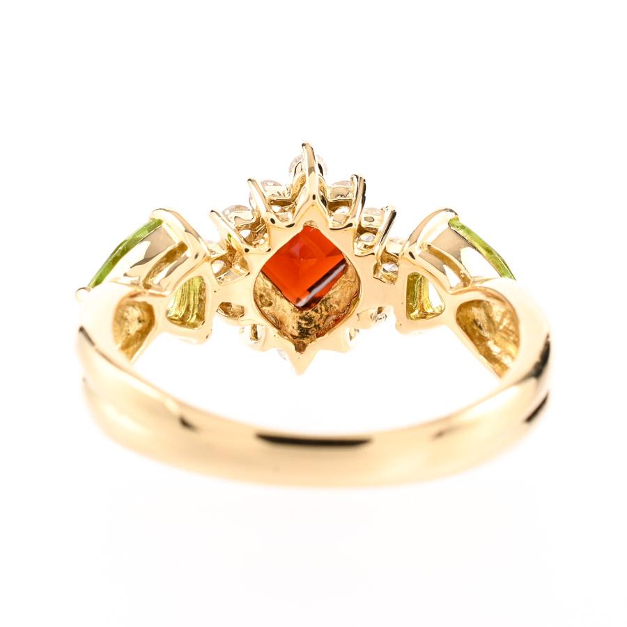ガーネット リング  ガーネット0.85ct ペリドット0.57ct ダイヤ0.22ct 10.5号 4.6g レディース 中古A品の画像
