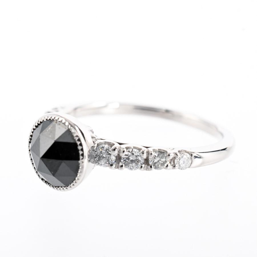 ブラックダイヤ リング  ブラックダイヤ1.17ct ダイヤ0.28ct 12号 3.3g レディース 中古A品の画像