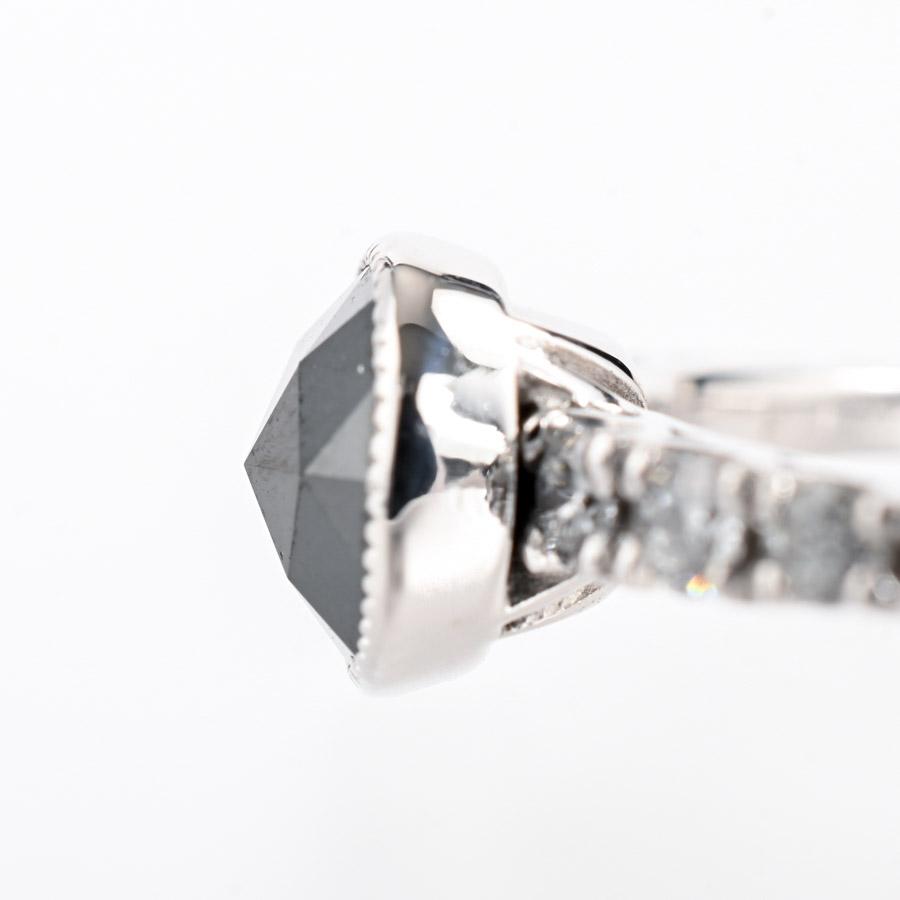 ブラックダイヤ リング  ブラックダイヤ1.17ct ダイヤ0.28ct 12号 3.3g レディース 中古A品の画像