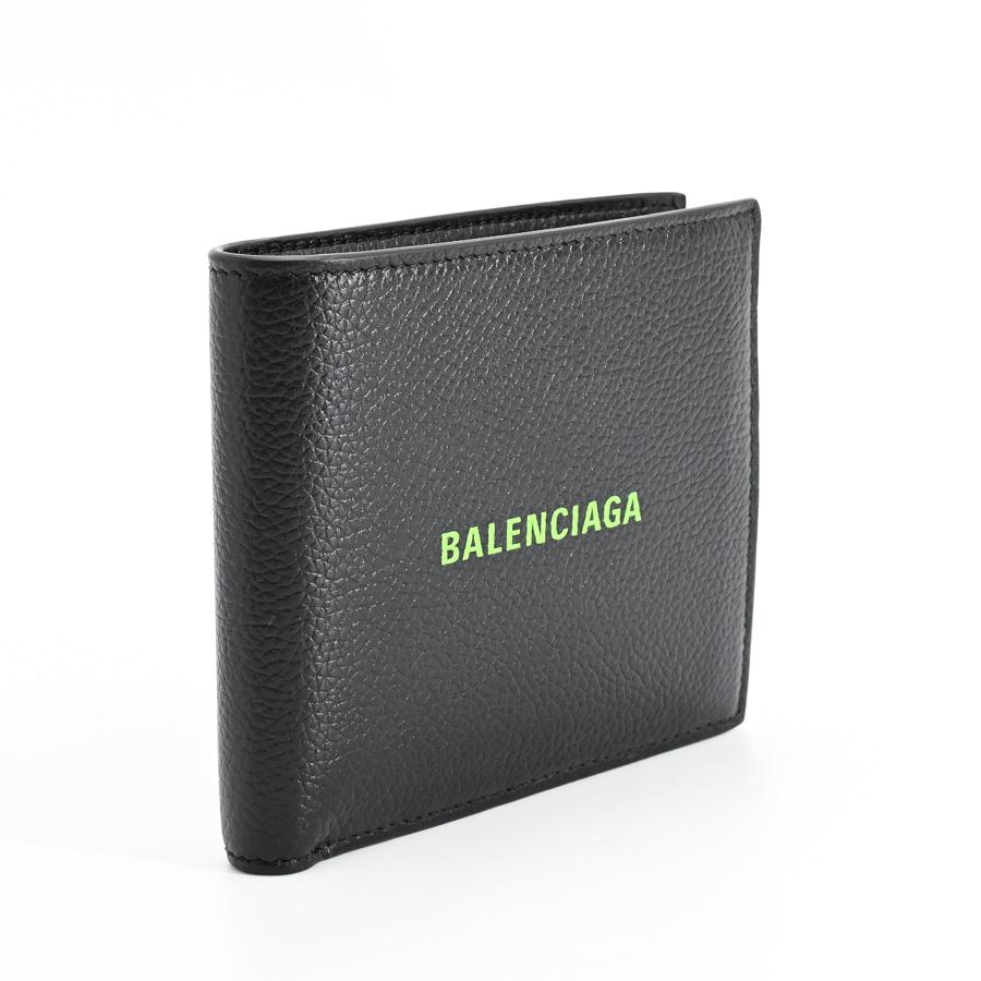 未使用品 BALENCIAGA 二つ折り財布 594315 ブラック レザー BALENCIAGA（バレンシアガ） キャッシュスクエアフォールデッドコイン
