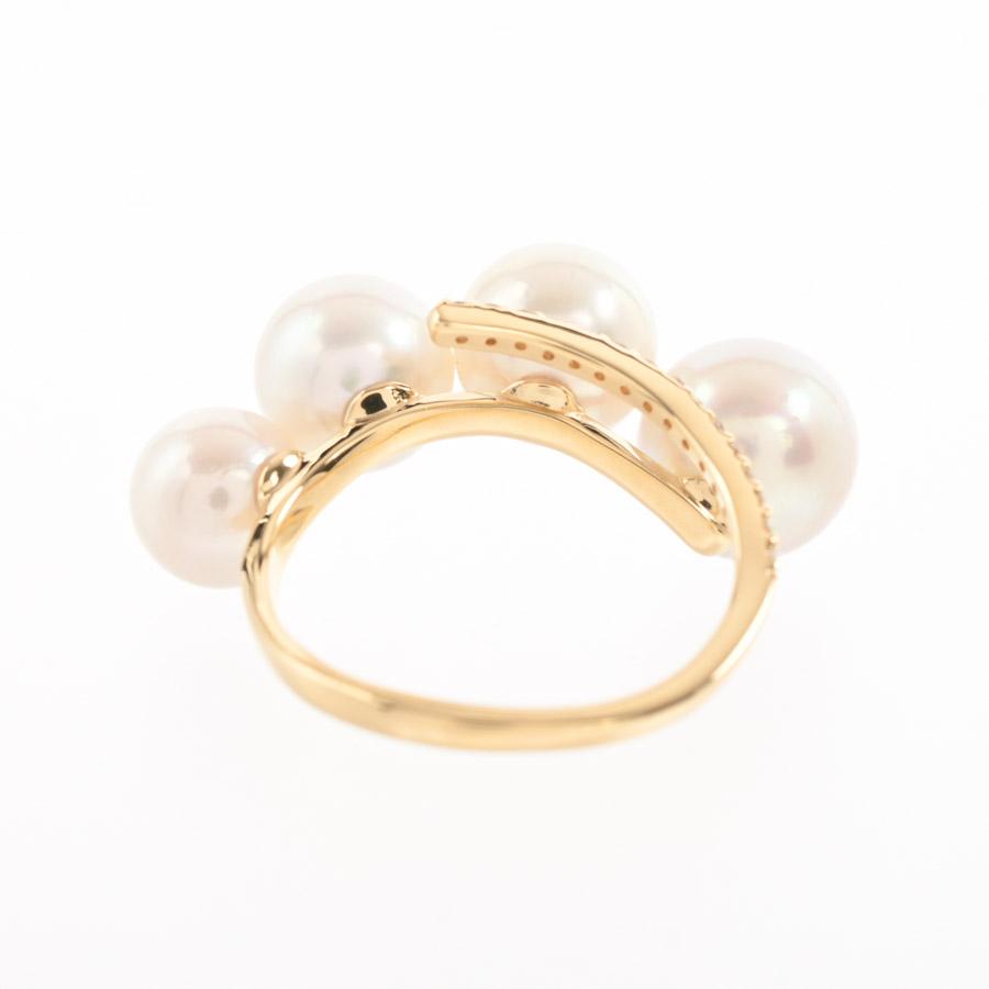パール リング  ホワイトパール ダイヤ0.15ct 17号 6.9g レディース 中古A品の画像