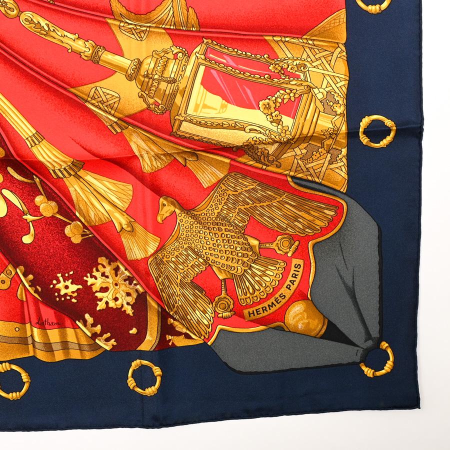 美品　HERMES　エルメス カレ９０ スカーフ 赤 HERMES（エルメス） カレ90 スカーフ レッド レディース 中古AB品
