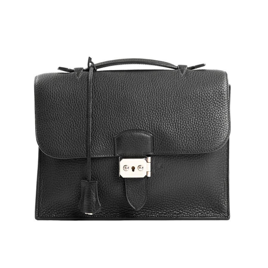 美品 エルメス テルリ ブラック グレインレザー ビジネス ブリーフケース HERMES（エルメス） サックアデペッシュ27 ブリーフケース ビジネス